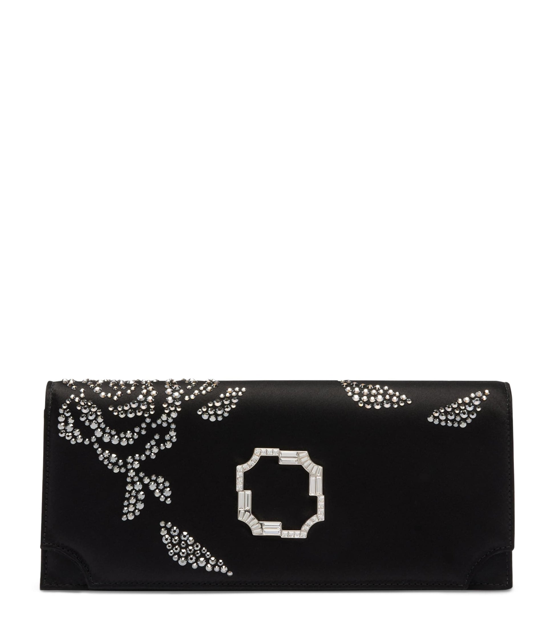 Malone Souliers Black Satin Embellished Vivien Clutch Bag
