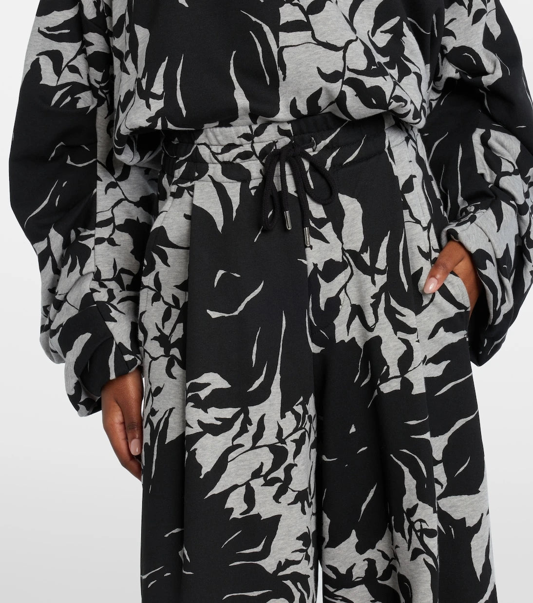 Dries Van Noten - بنطال رياضي بليسيه من قطن الجيرسيه بنقشة زهور