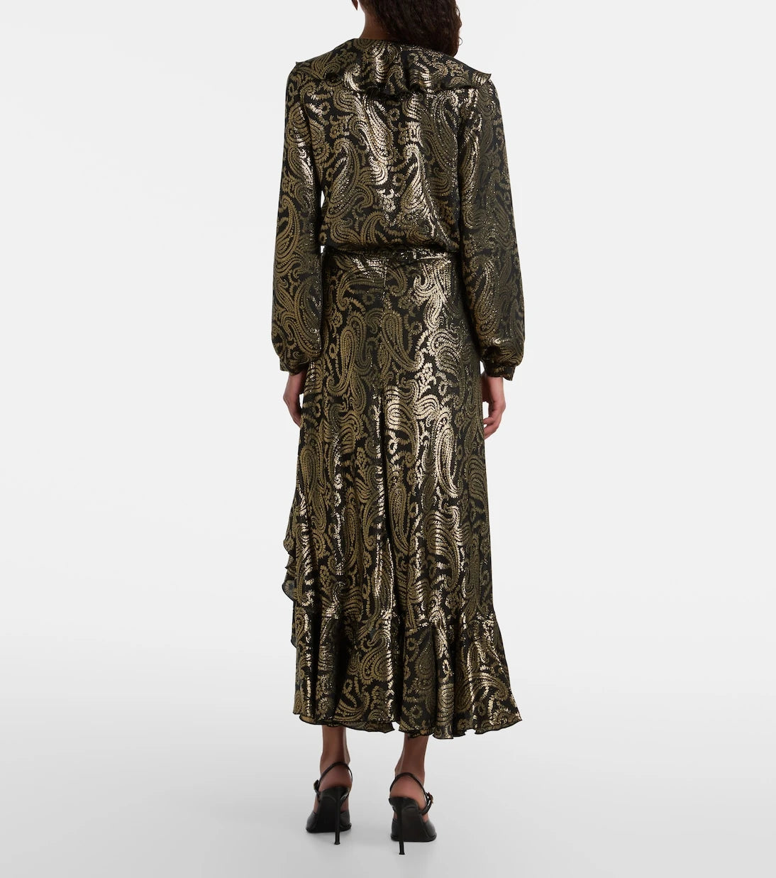 Etro - Paisley ruffled silk-blend midi skirt
