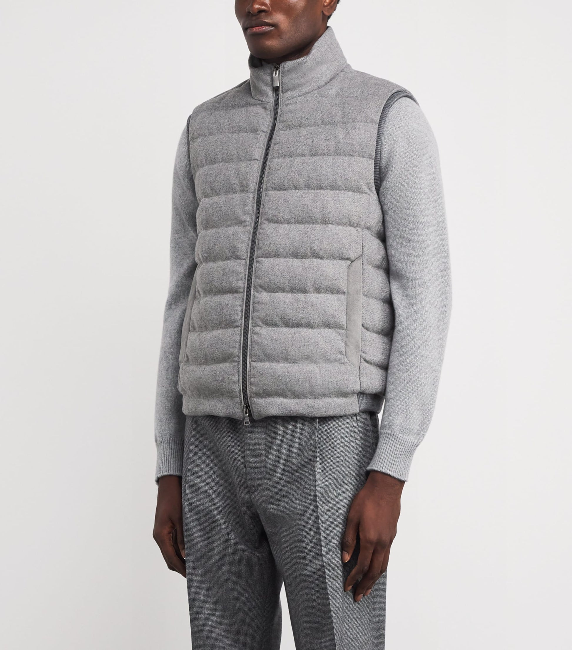 Paul & Shark Grey Wool-Cashmere Down Gilet