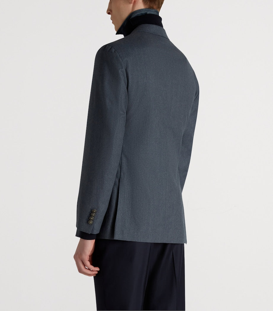 Blue Superfine Merino Wool Flannel Cavendish Blazer