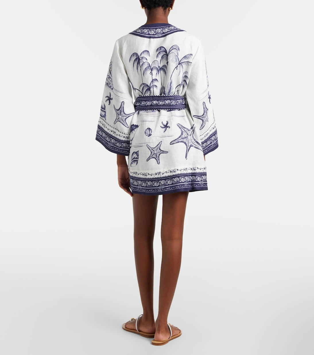Farm Rio - Coast Scarf printed linen wrap dress