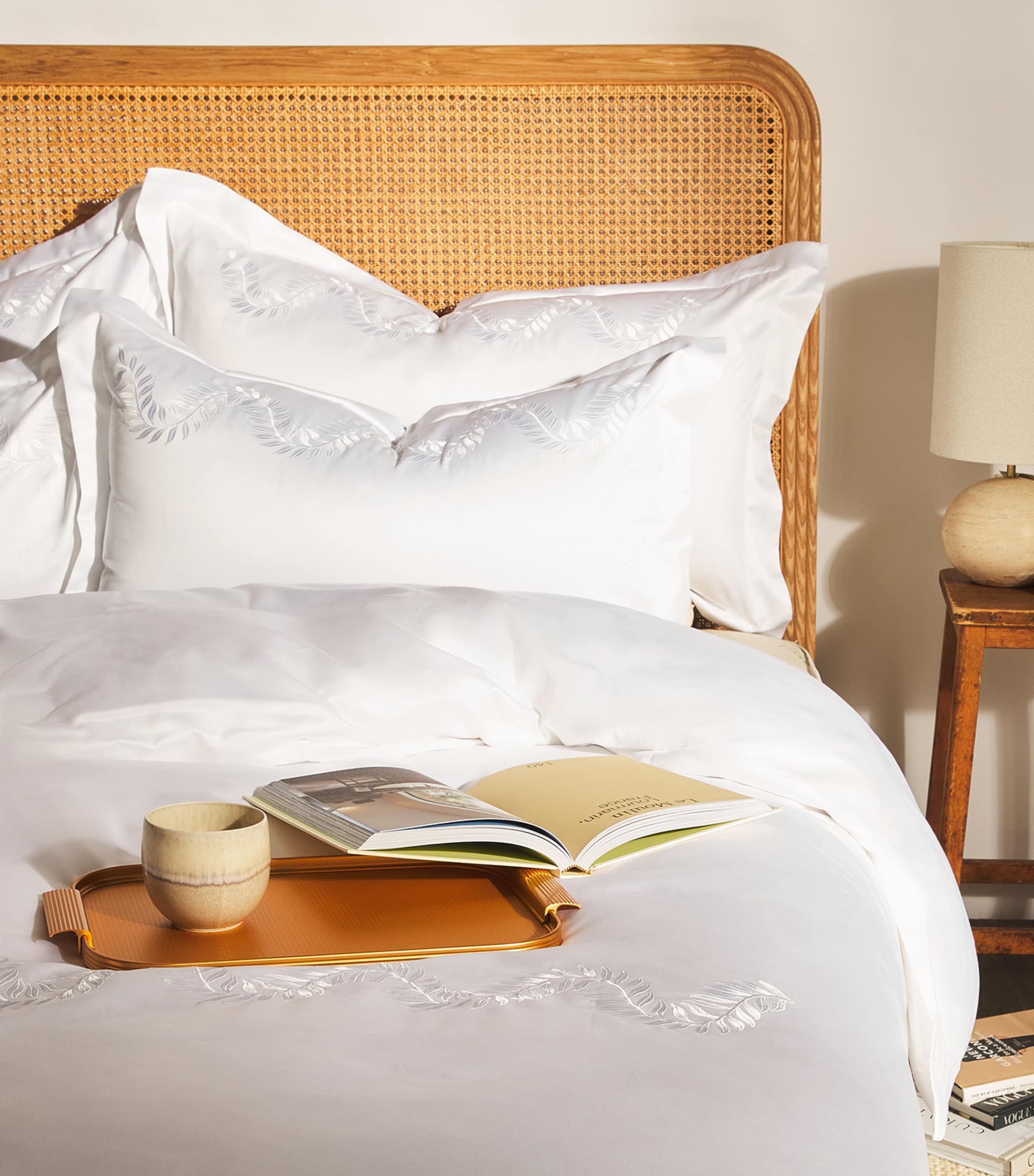 Cotton Embroidered Laurels King Duvet Cover (230cm x 220cm)