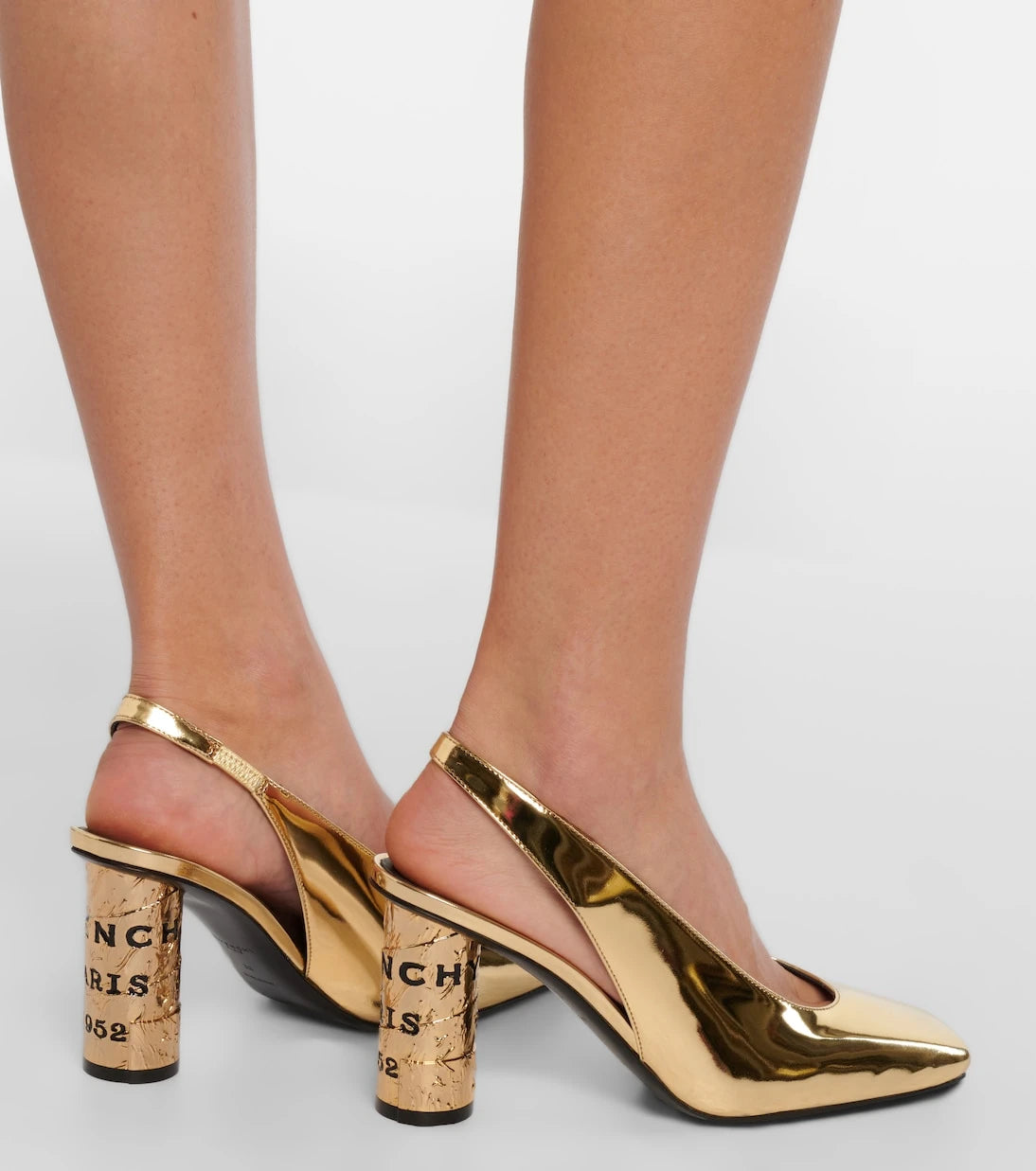 Givenchy - Tape mirrored leather slingback pumps
