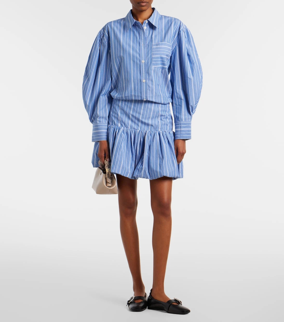 Ganni - Striped cotton poplin miniskirt