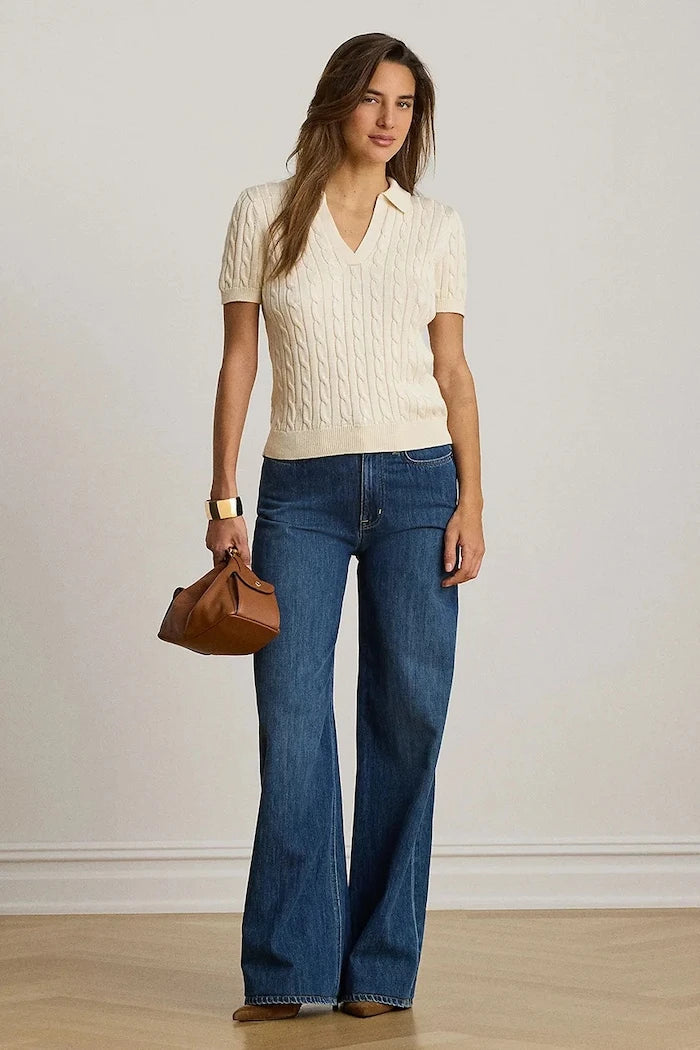 Lauren Ralph Lauren kısa kollu kadın viskozlu kazak