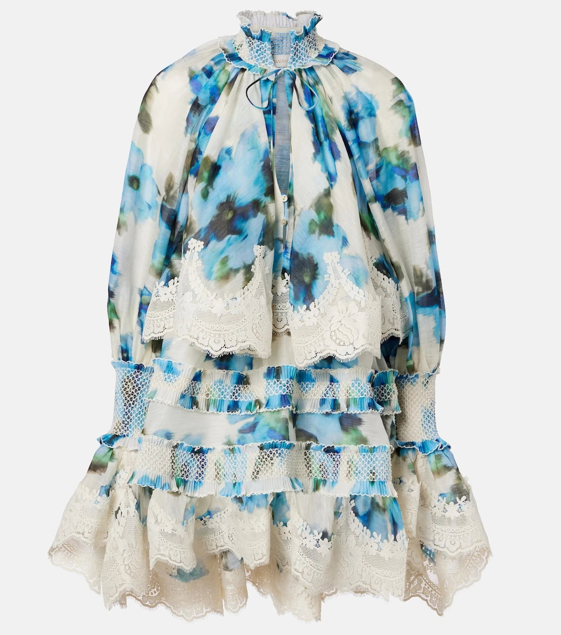 Zimmermann - Floral lace-trimmed minidress