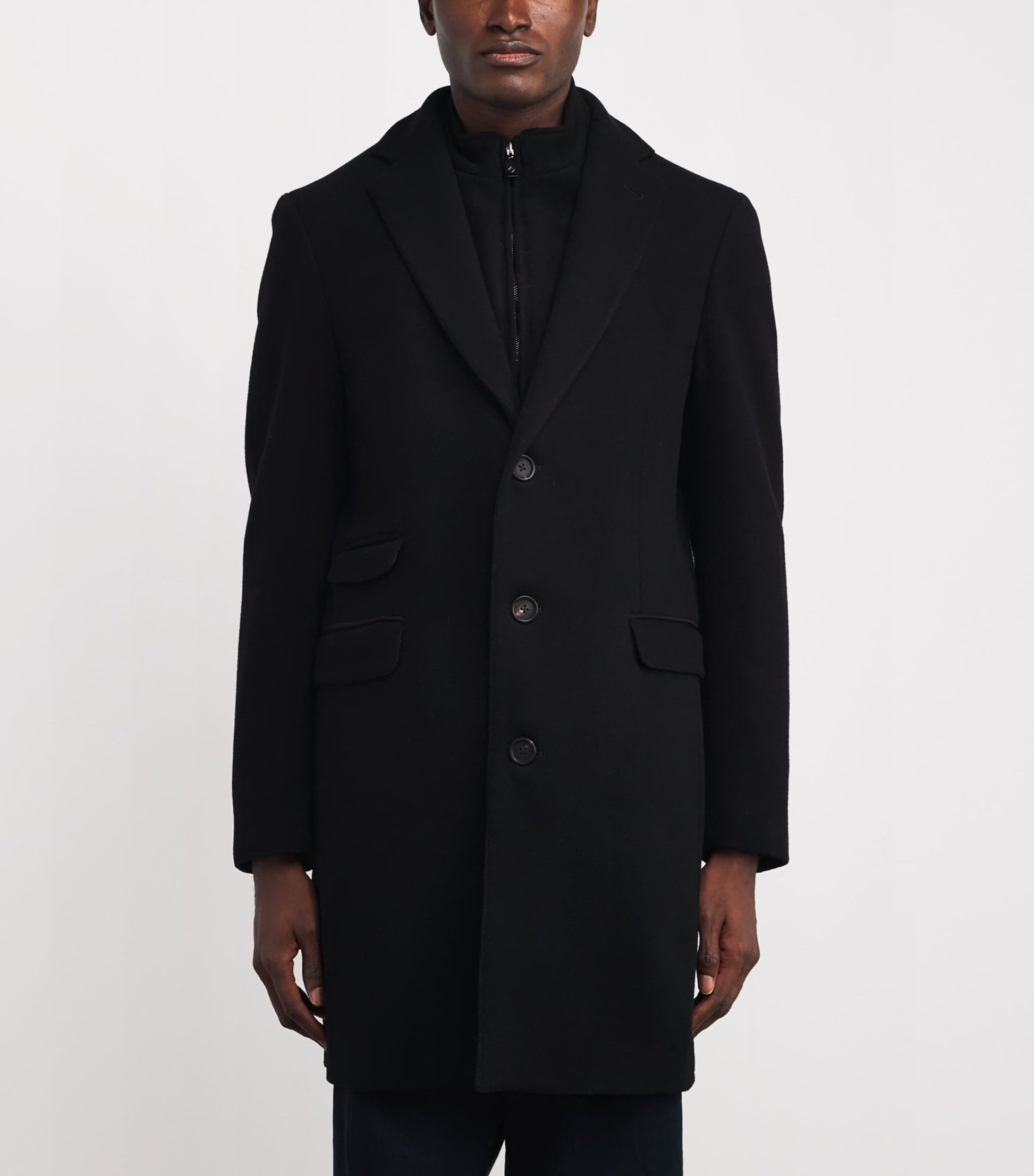 Pal Zileri Black Wool Overcoat