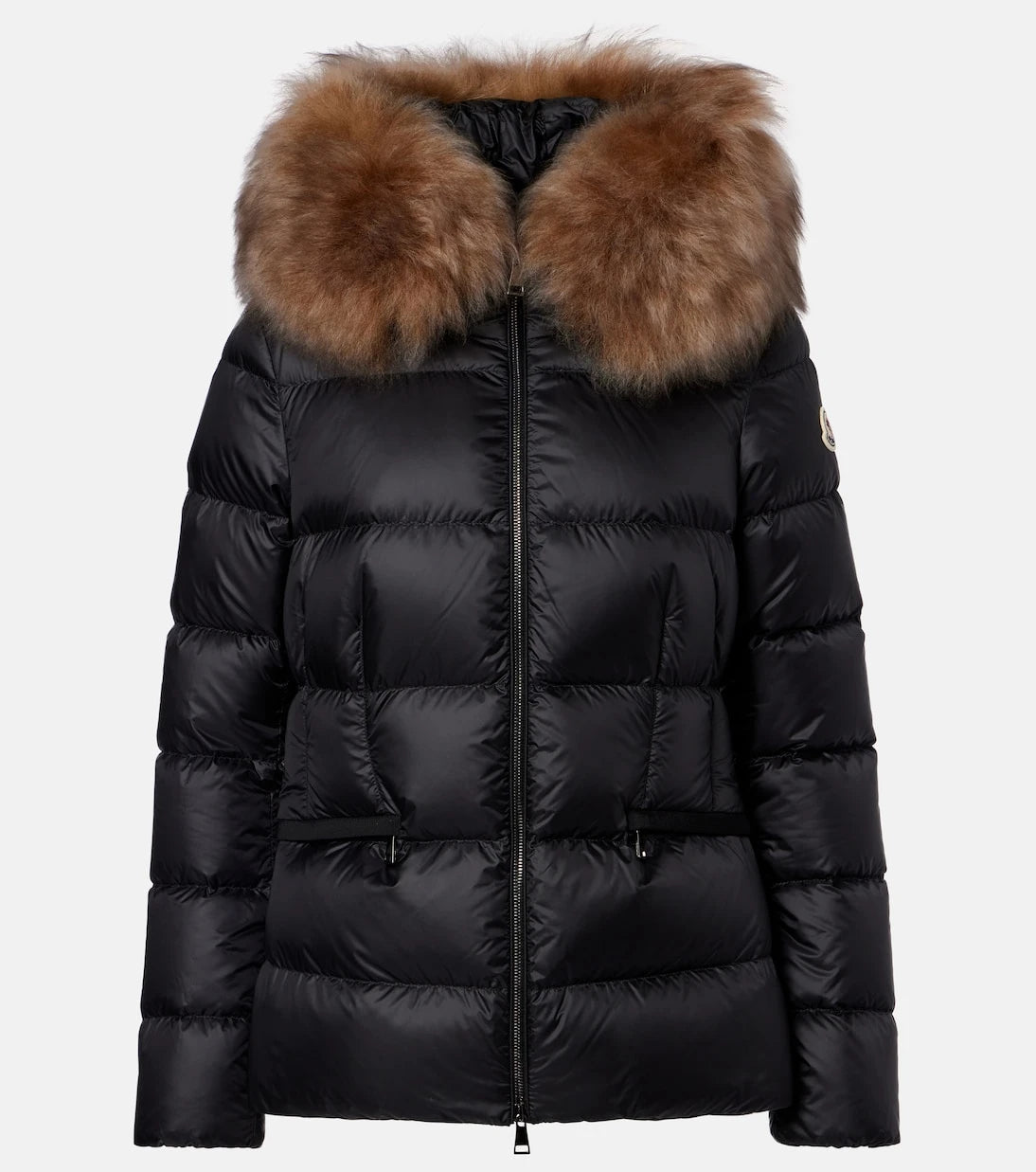 Moncler - جاكيت Boed المنتفخ المزين بفرو الشيرلينغ