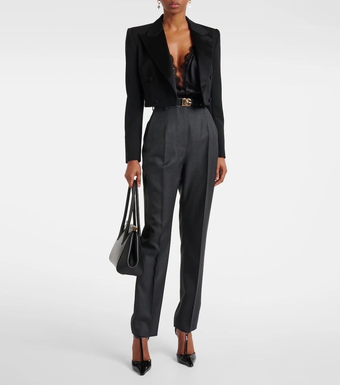 Dolce&Gabbana - Lace-trimmed silk-blend satin bodysuit