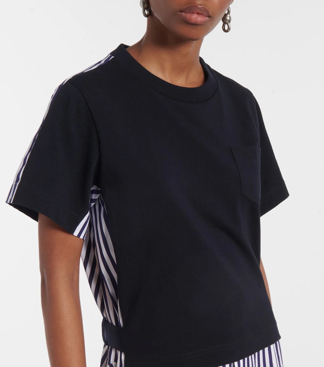 Sacai - فستان قميص قطني مقلم