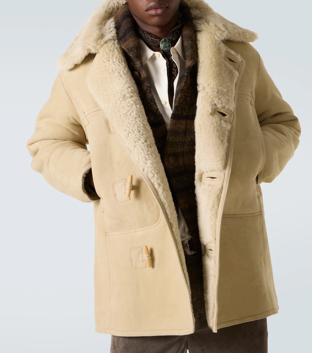 RRL - Shearling-lined suede coat