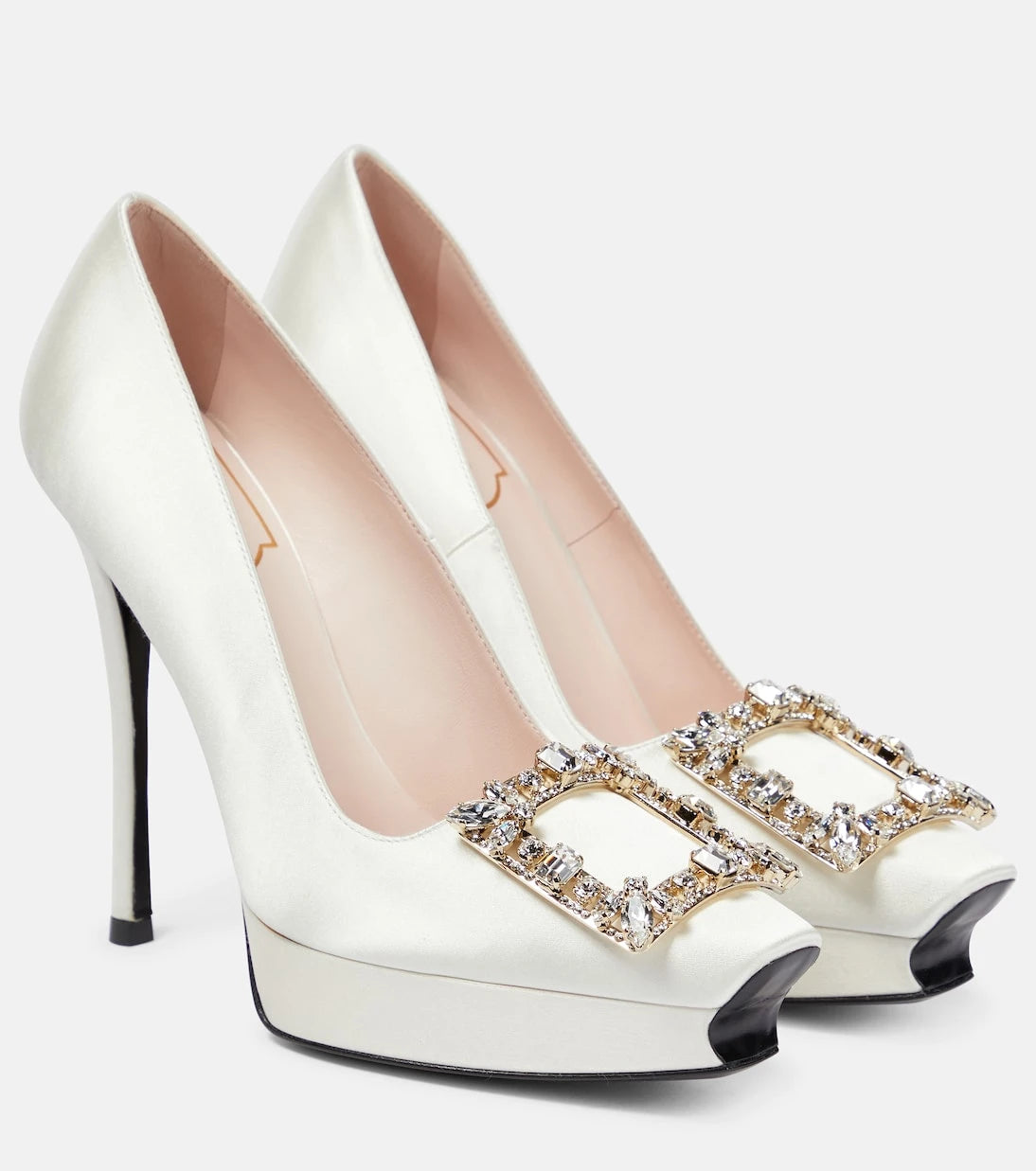Roger Vivier - Flower Strass satin platform pumps