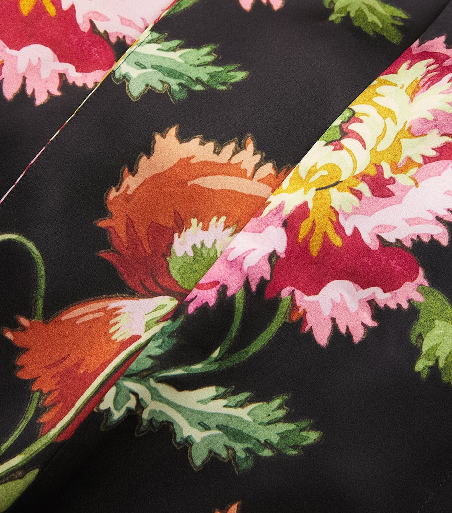 Black Silk Floral Robe