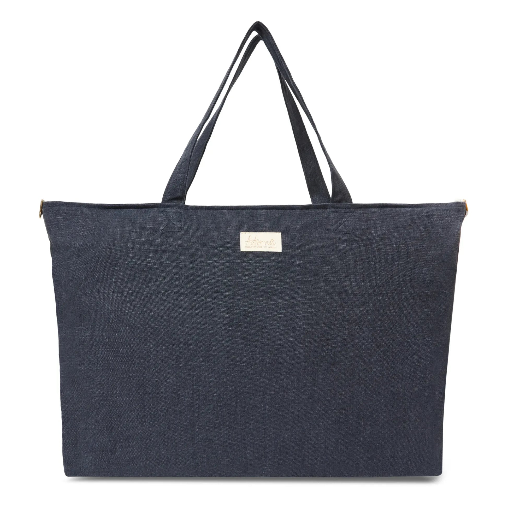 Adorna - Caroline Linen Weekend Bag | Navy blue