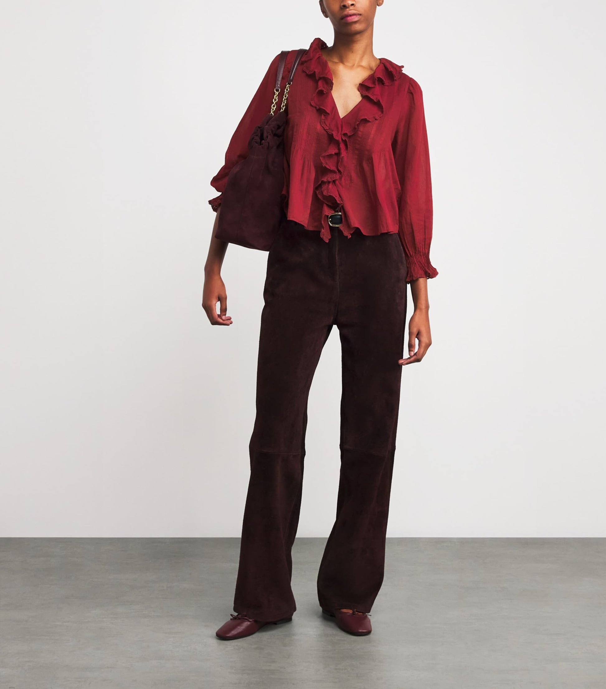 Organic Cotton Ruffled Hardy Blouse DEEP CRIMSON