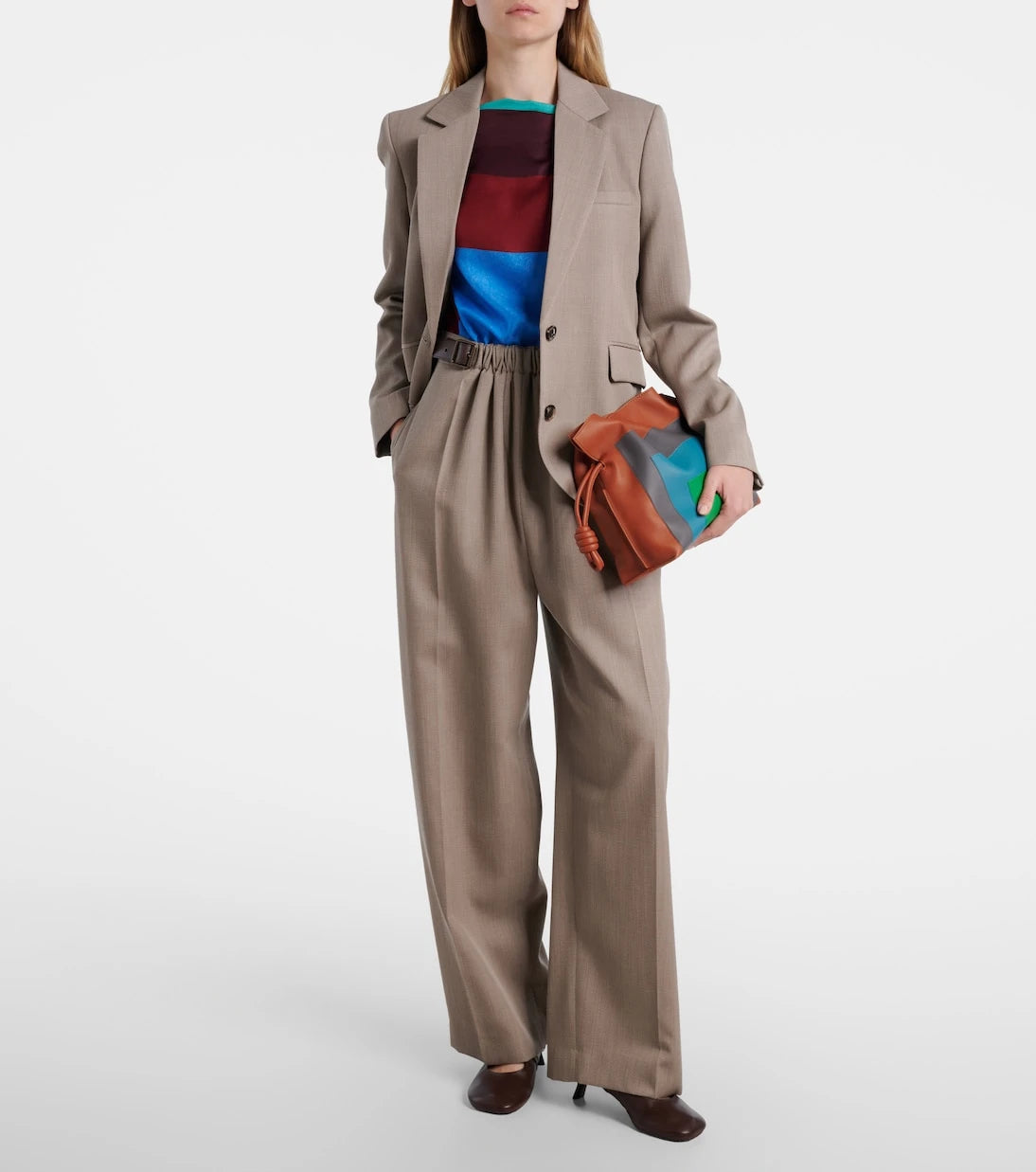 Loewe - بنطلون صوف واسع الأرجل بكسرات