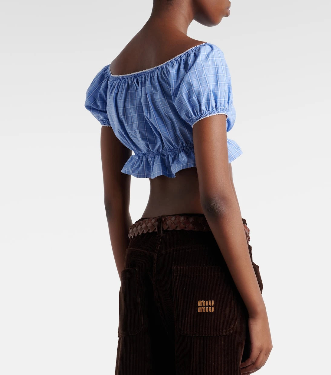 Miu Miu - Checked cotton poplin crop top