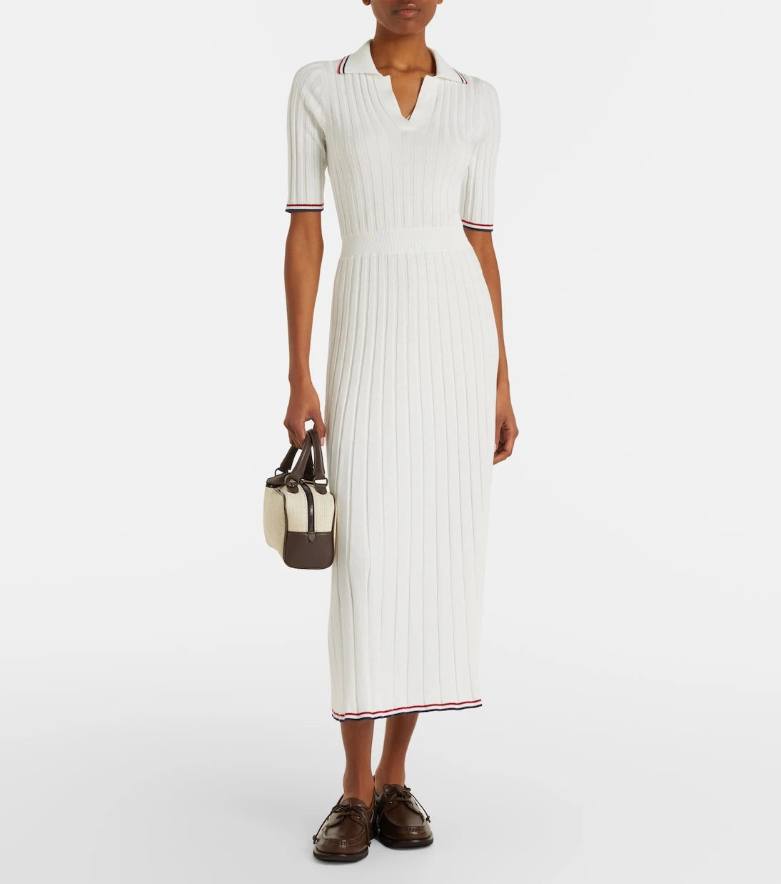 Brunello Cucinelli - Ribbed-knit cotton midi dress