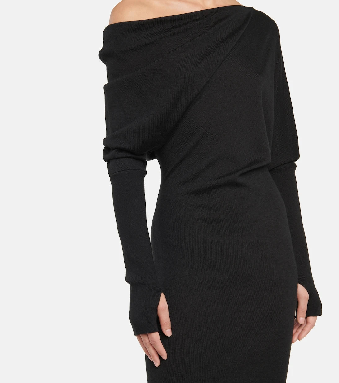 Tom Ford - Cashmere and silk off-shoulder midi dress