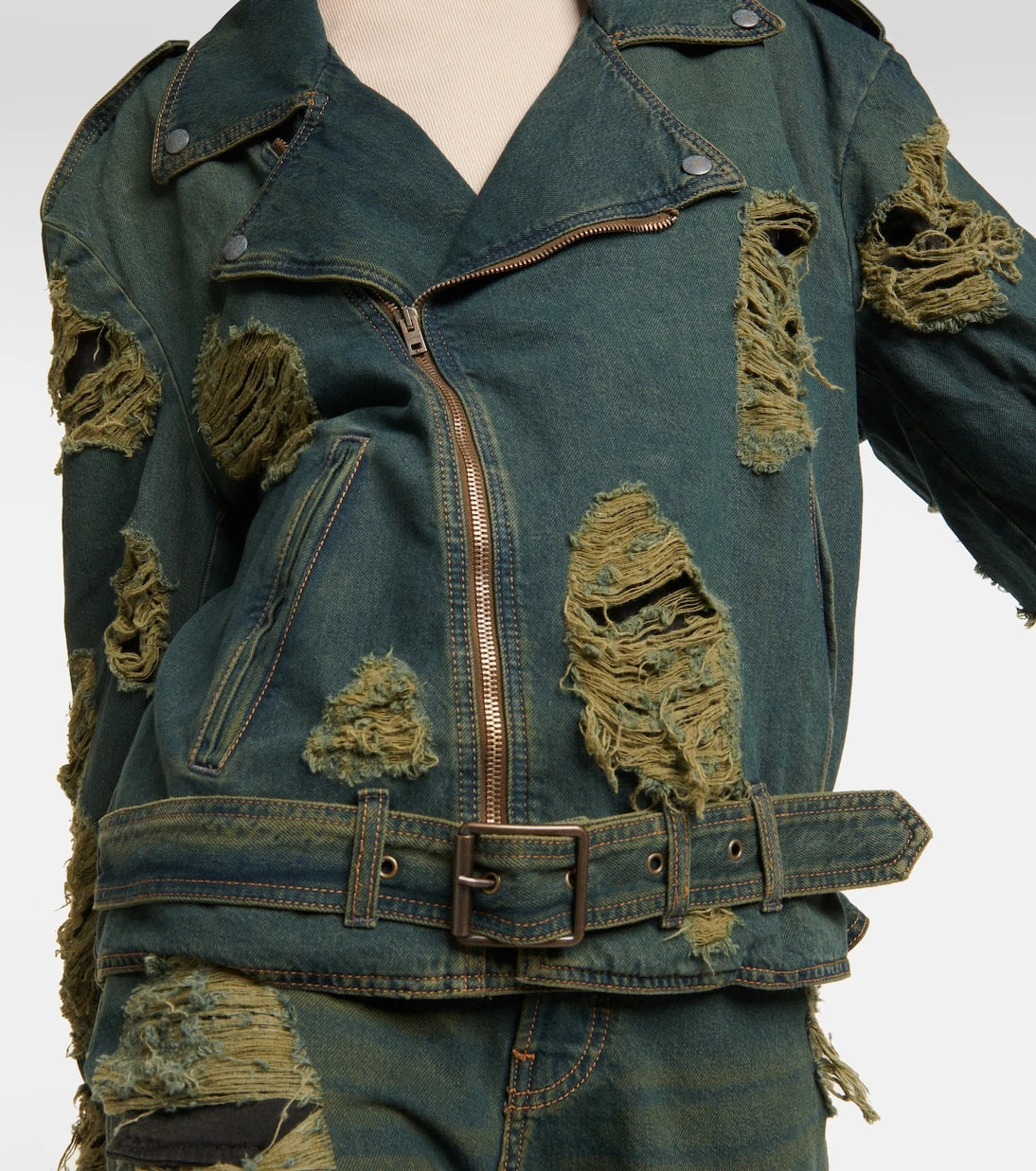 Acne Studios - Distressed denim biker jacket