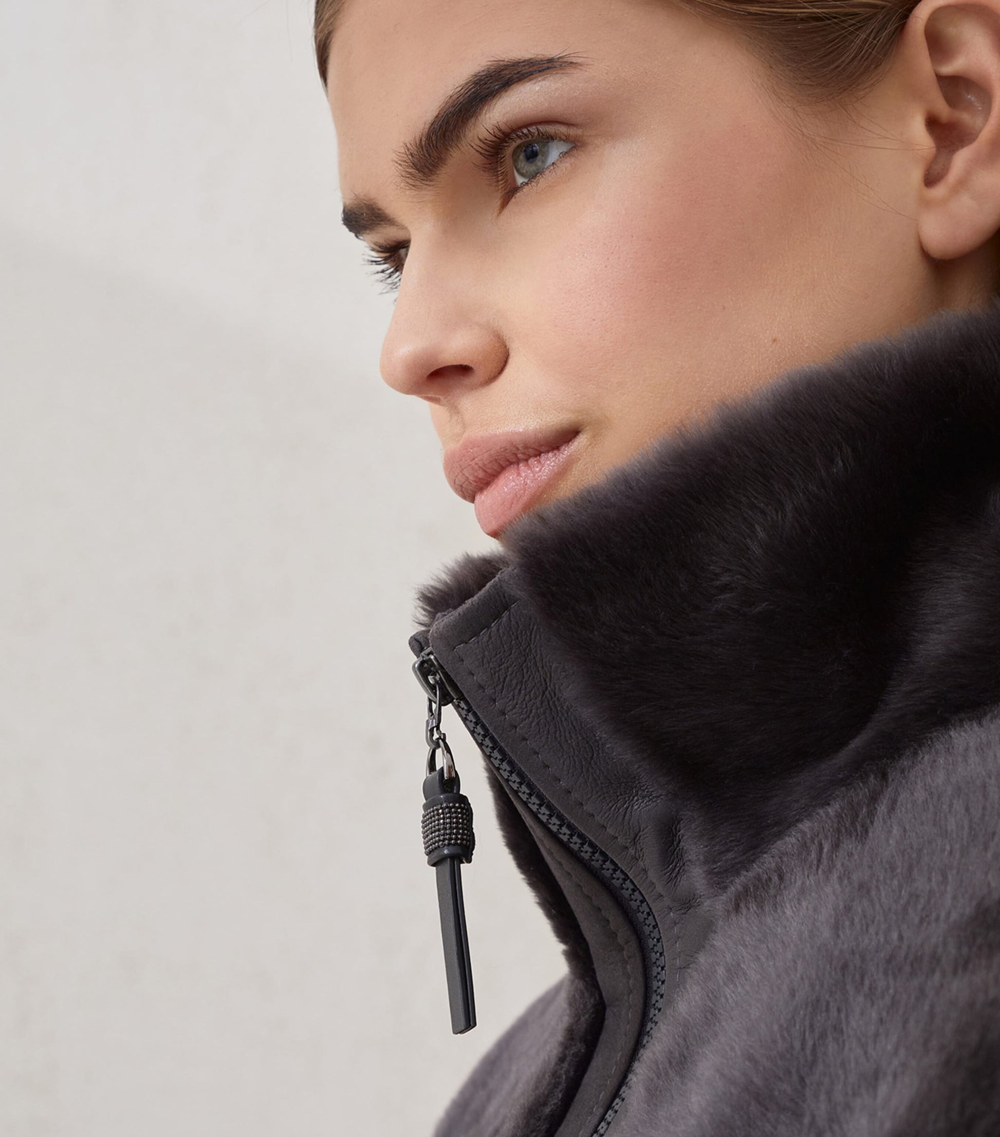 Brunello Cucinelli Black Shearling-Leather Jacket