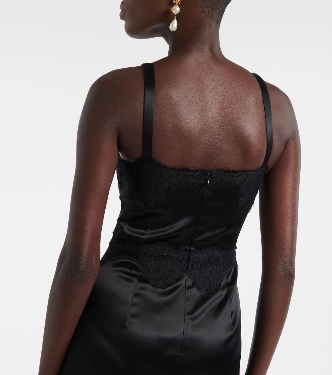 Dolce&Gabbana - Lace-trimmed satin slip dress