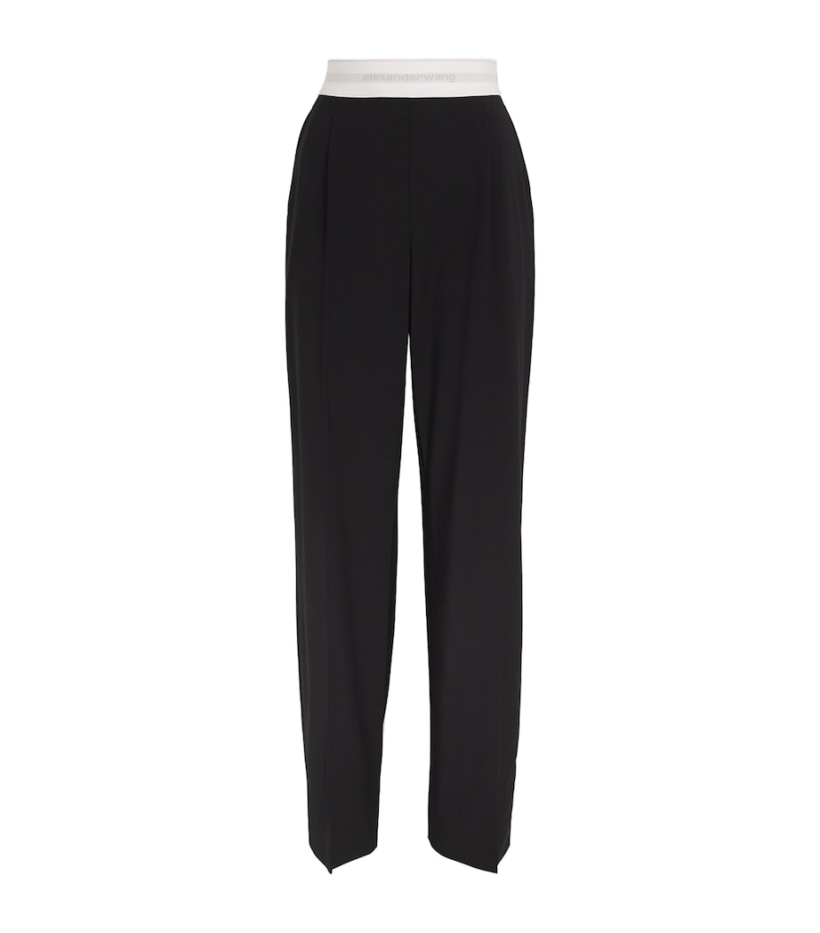 Alexander Wang Black Wool-Blend Elasticated High-Rise Tailored Trousers