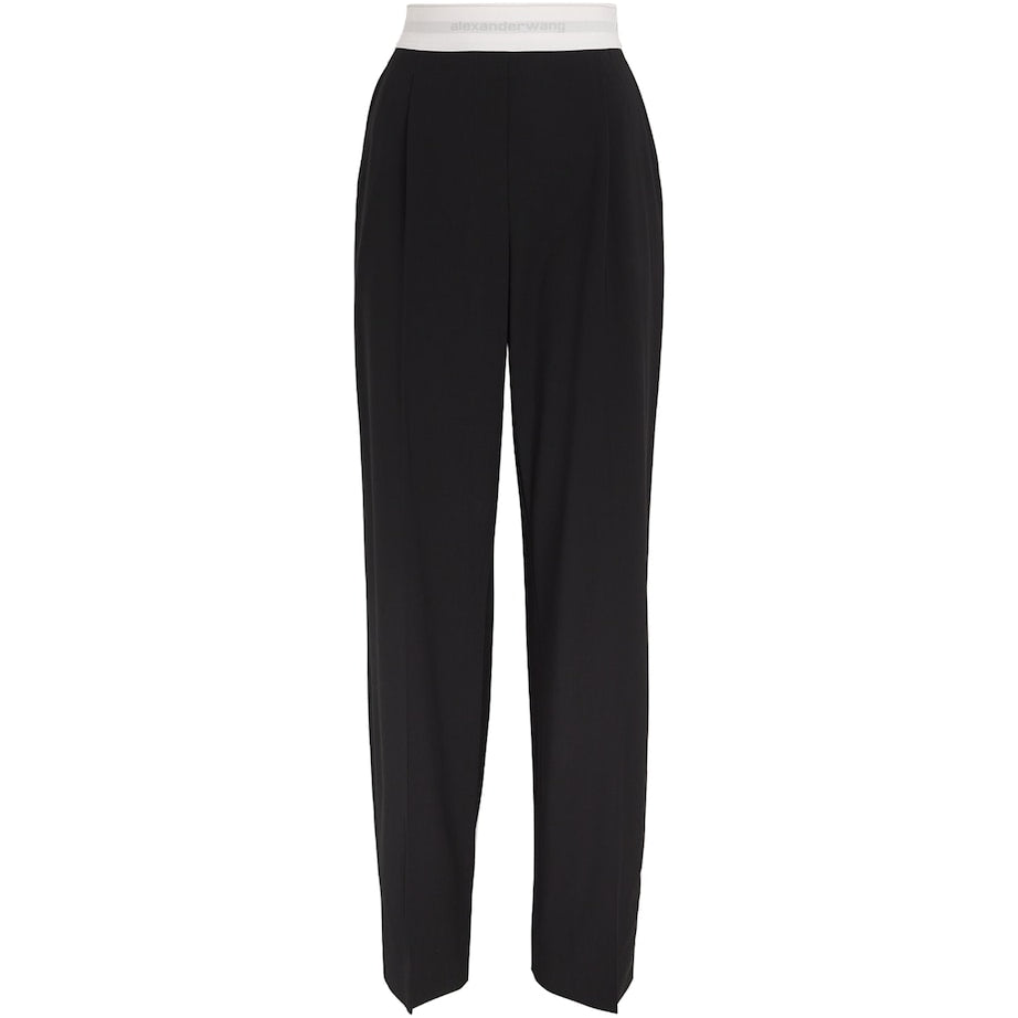 Alexander Wang Black Wool-Blend Elasticated High-Rise Tailored Trousers