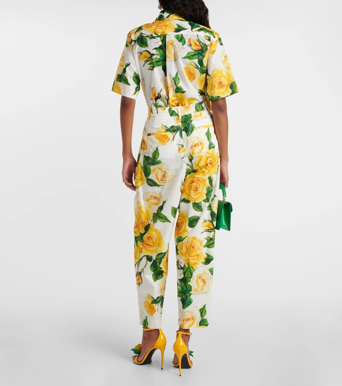 Dolce&Gabbana - Floral high-rise cotton cropped pants