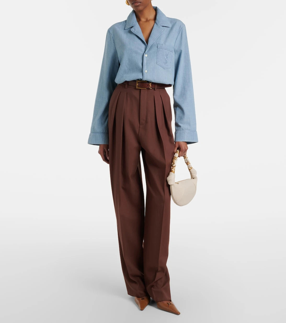 Saint Laurent - Pleated wool gabardine wide-leg pants