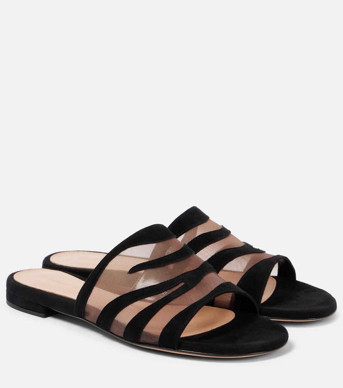 Gianvito Rossi - Tigra suede and mesh slides