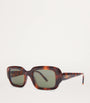 LOEWE Brown Acetate Rectangular Slim Sunglasses