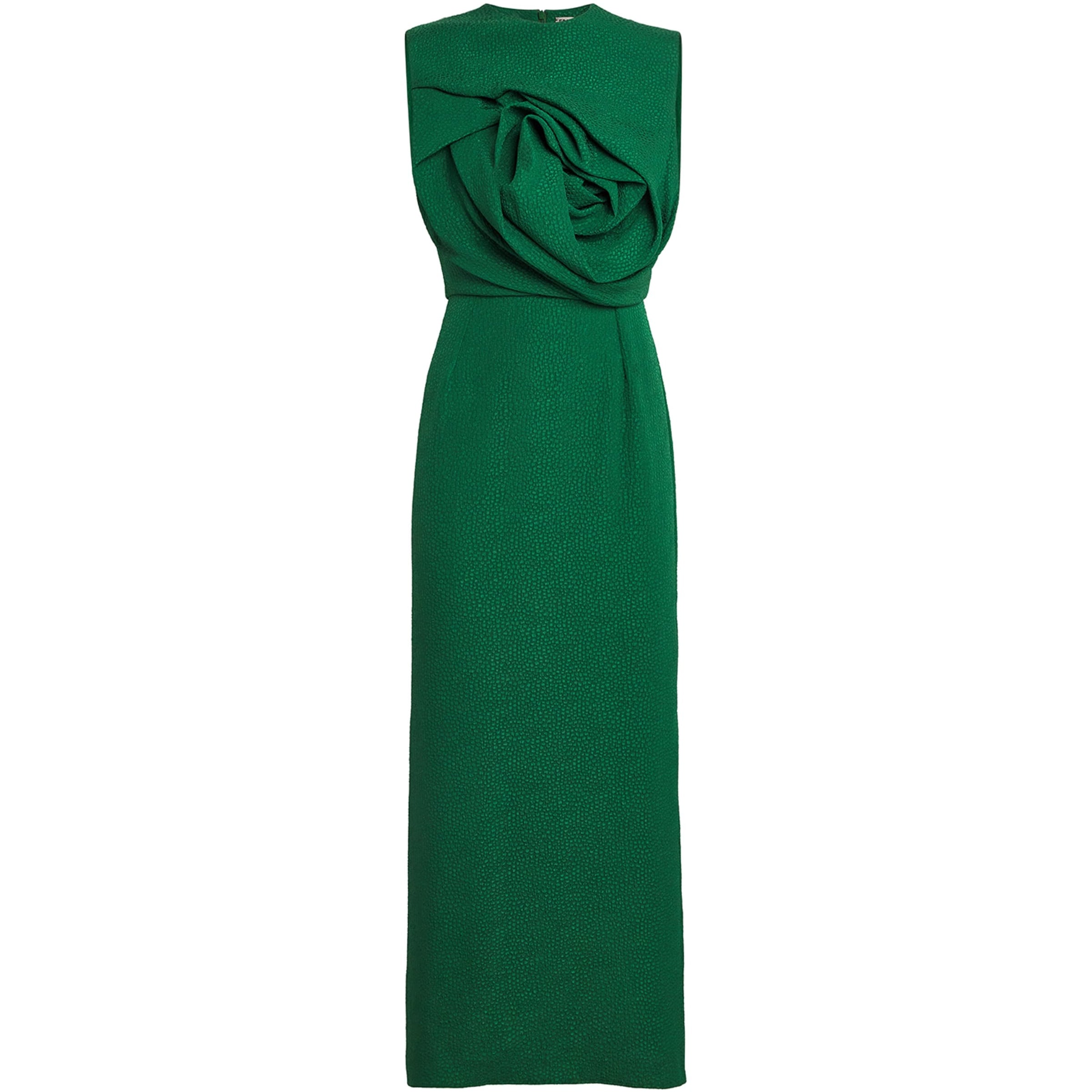 Edeline Lee Green Bubble Jacquard Aphrodite Midi Dress