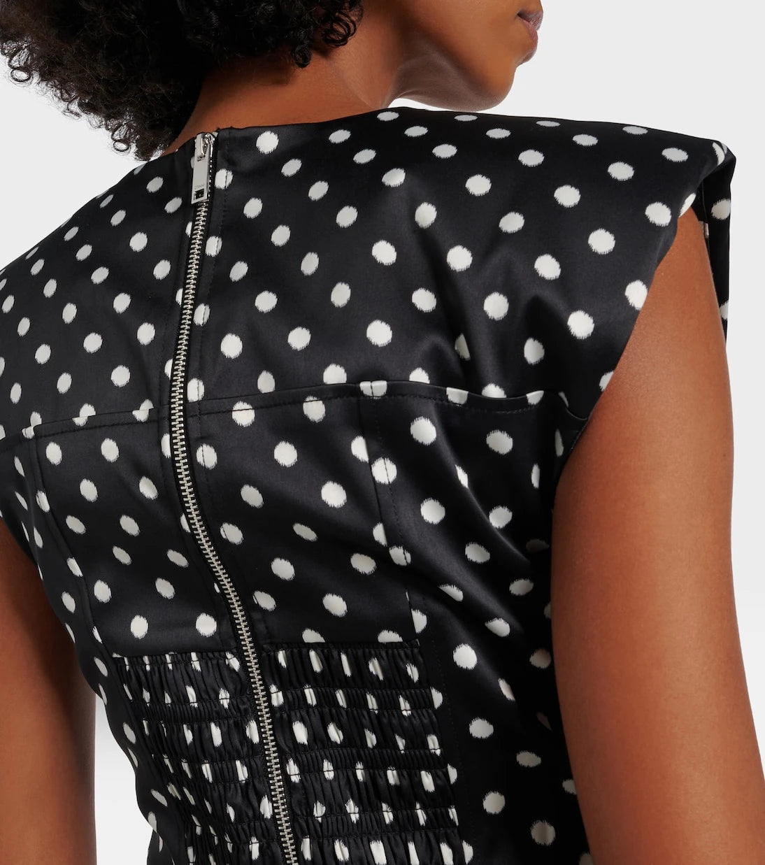 Ganni - Polka-dot satin corset top