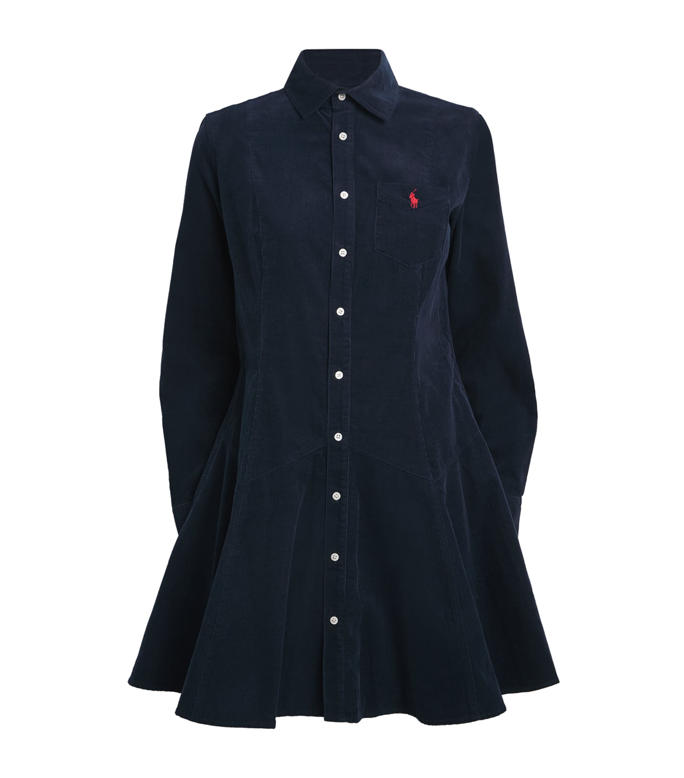 Polo Ralph Lauren Navy Cotton Corduroy Mini Shirt Dress