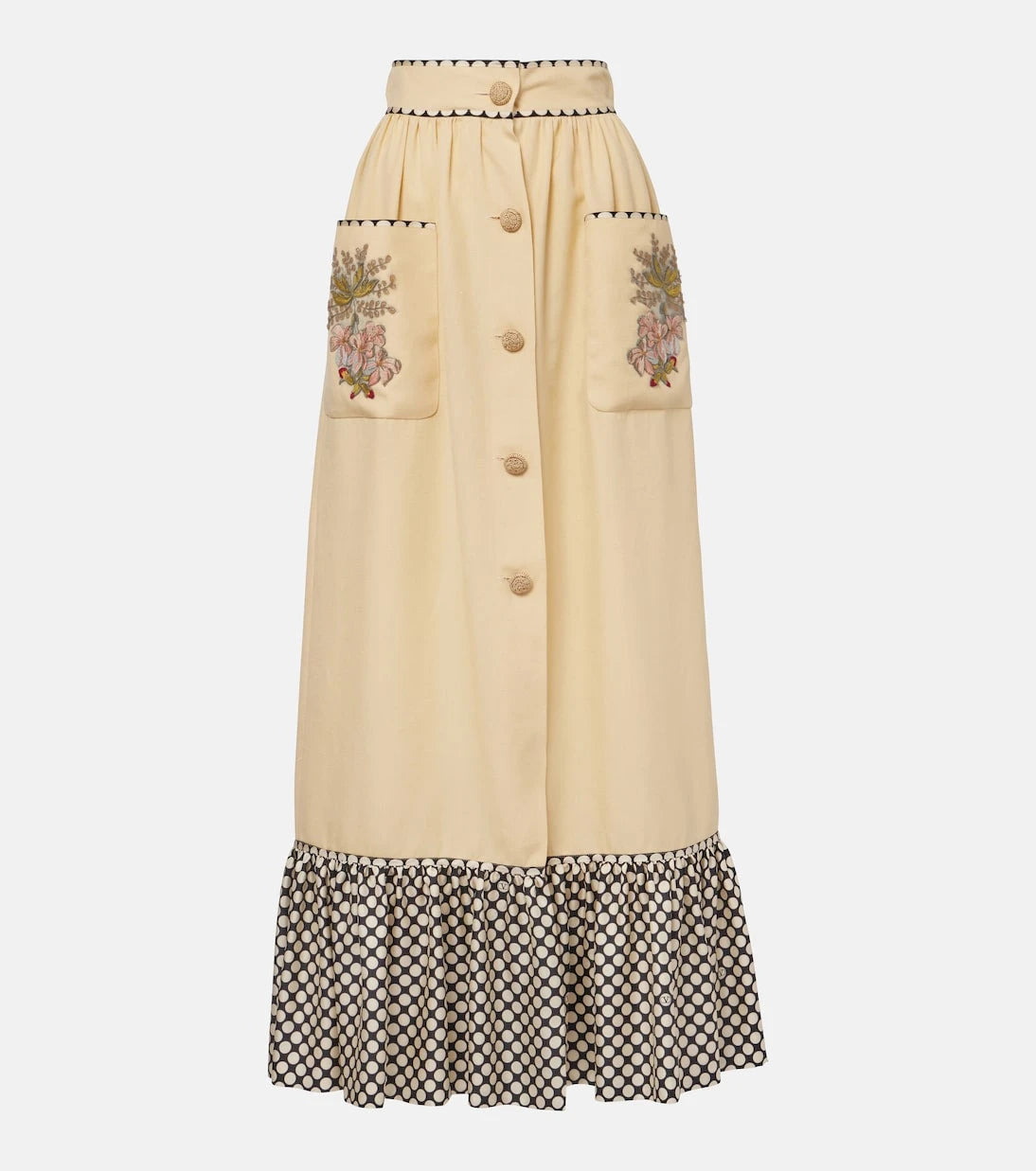 Valentino - Plus De Pois embroidered maxi skirt