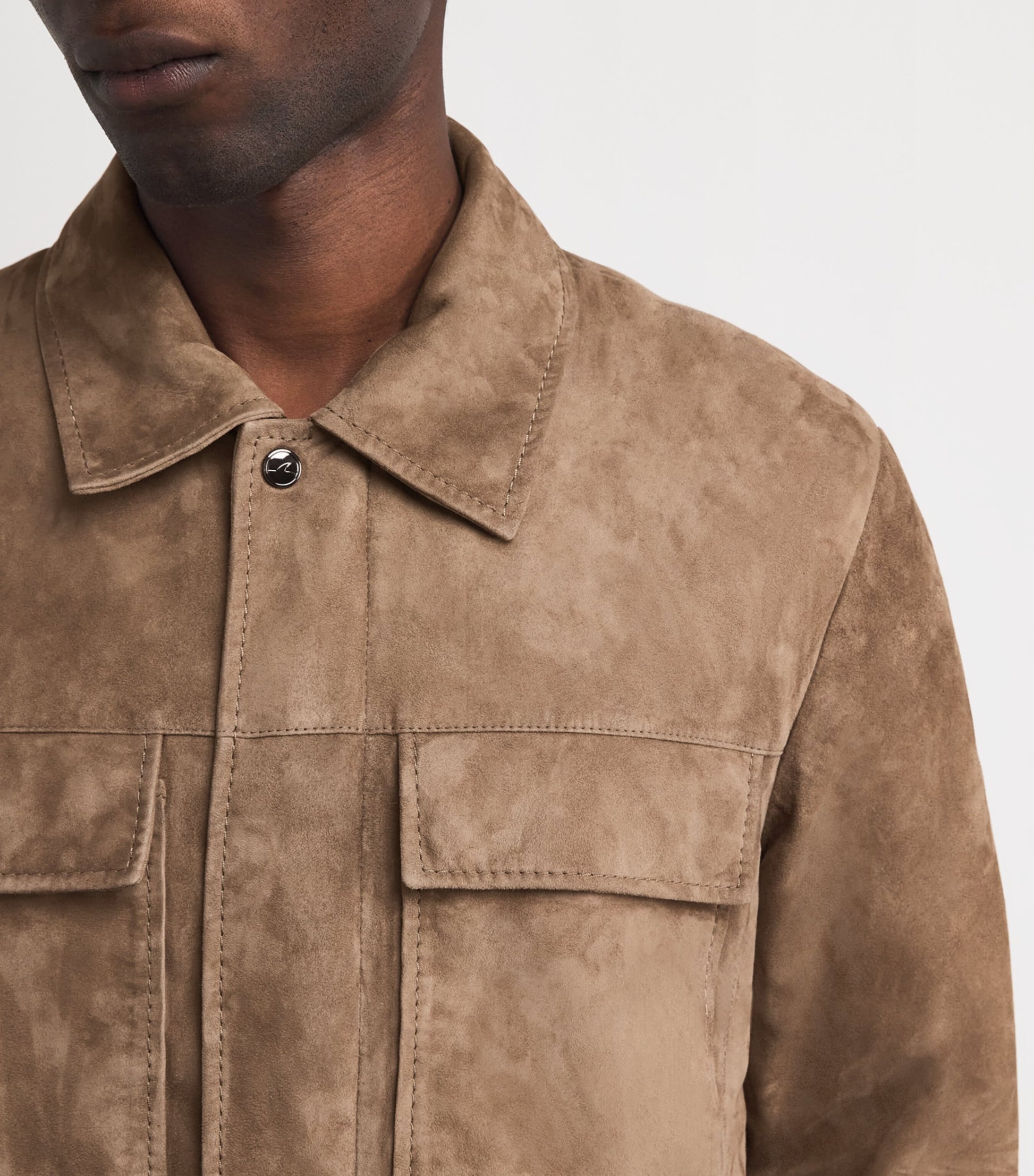 Paul & Shark Brown Aqualeather Suede Shacket