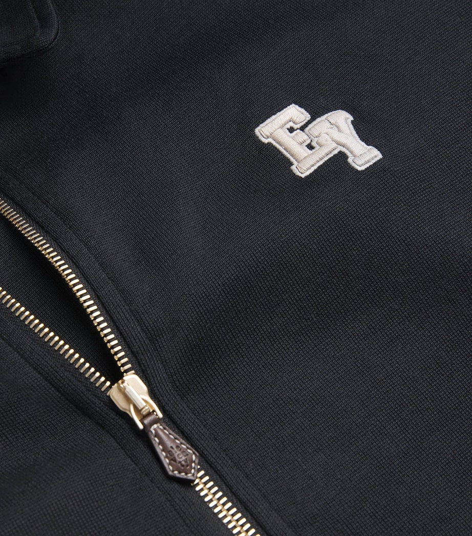 Eleventy Black Cotton-Blend Logo Track Jacket