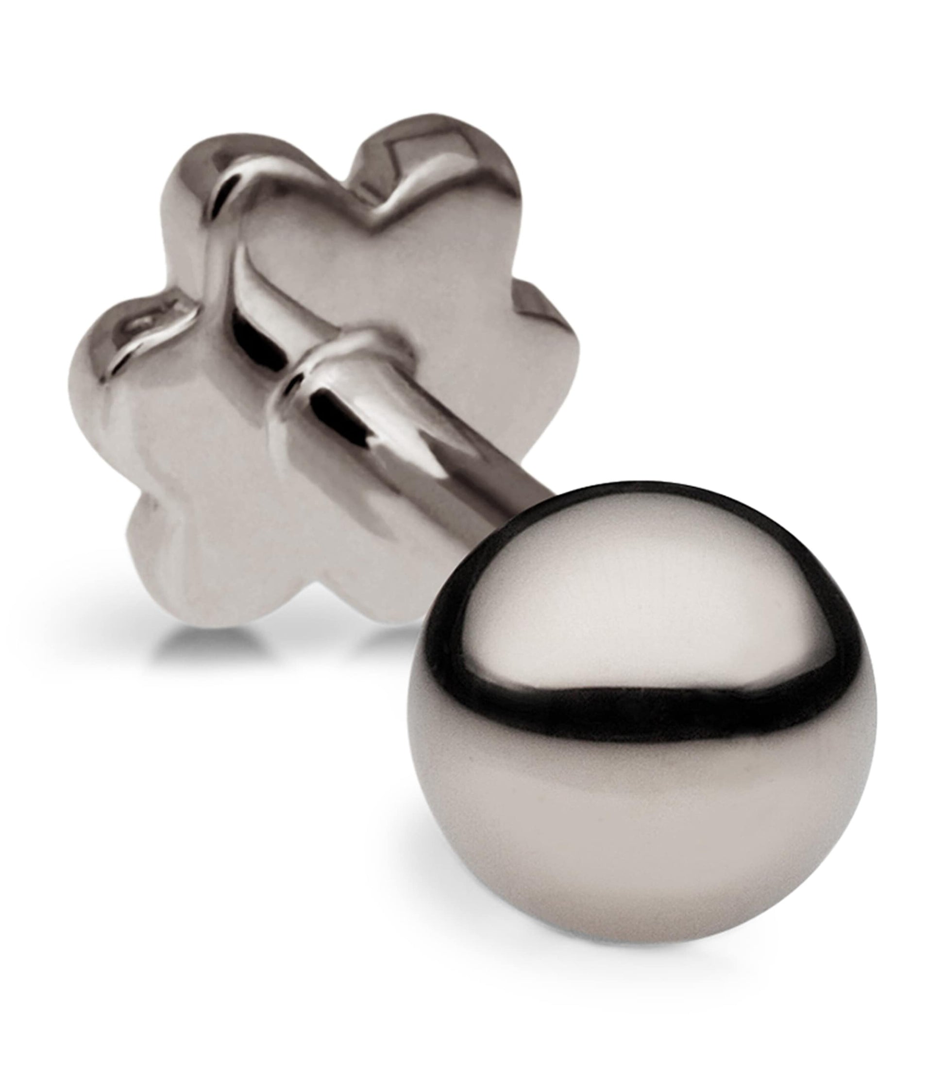 White Gold Ball Threaded Stud Earring (3mm)