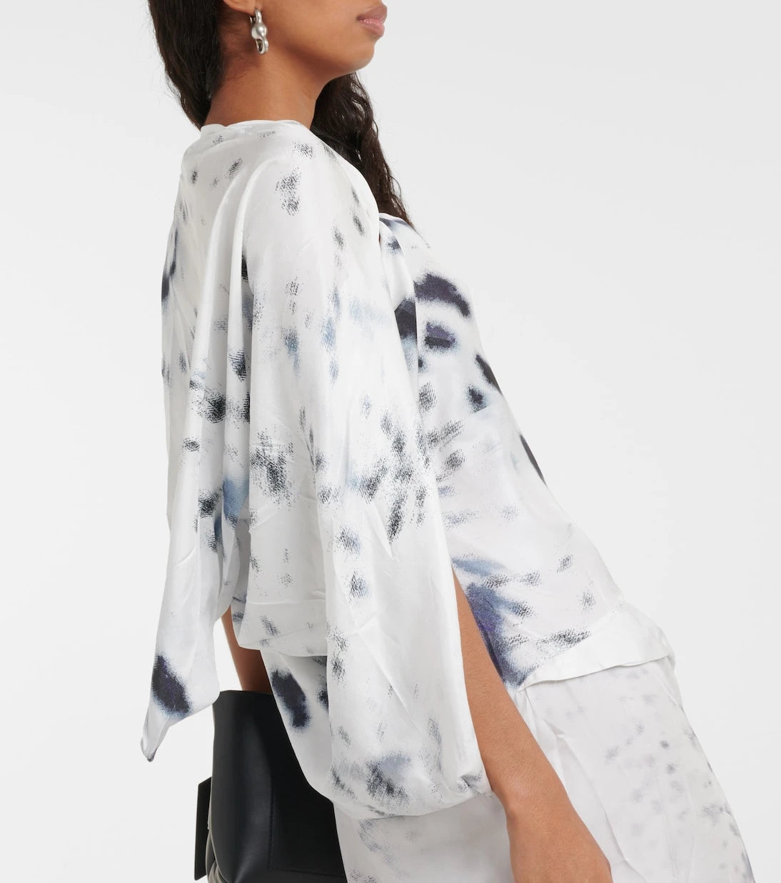 Jacques Wei - Gathered printed satin midi dress
