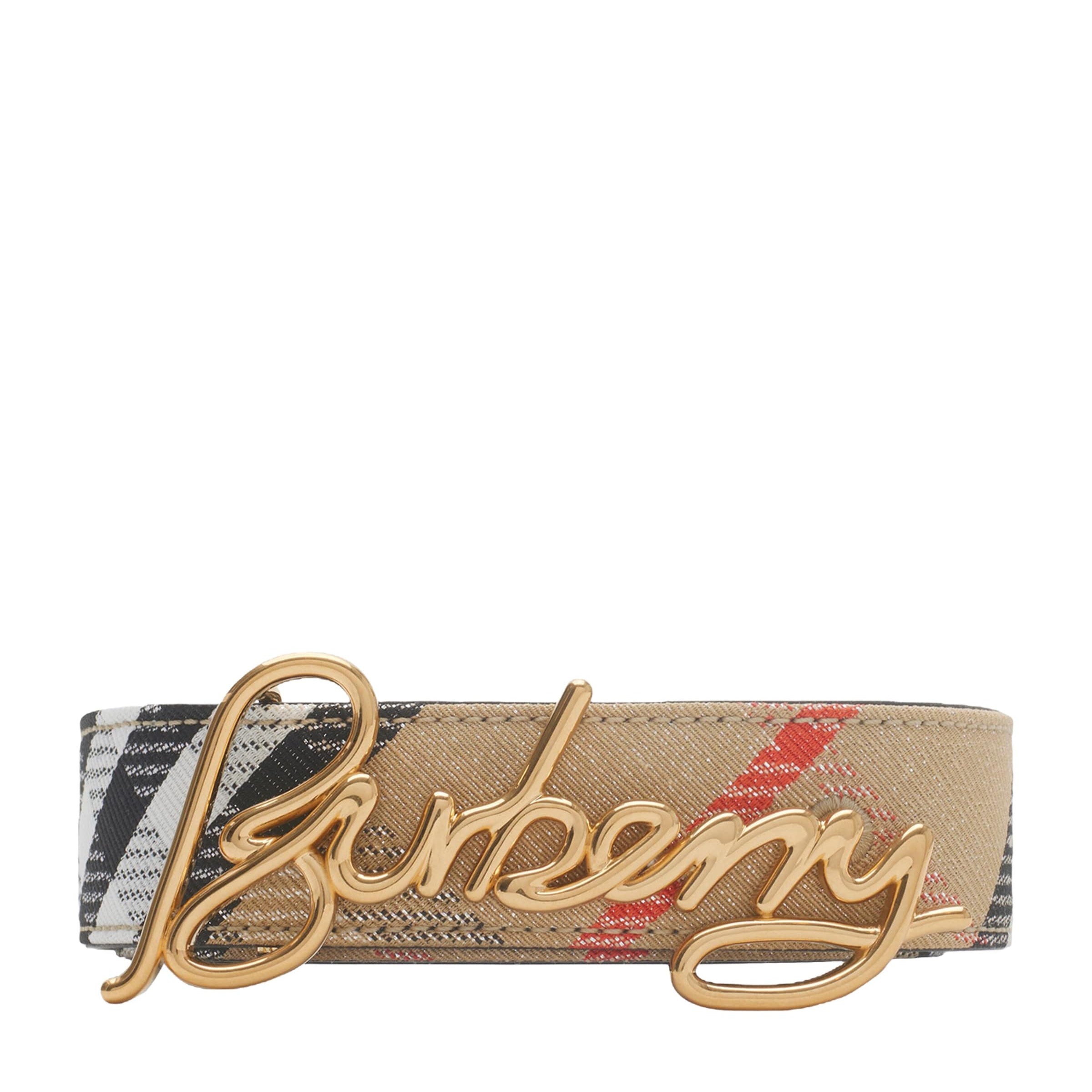 Beige Reversible Check Belt