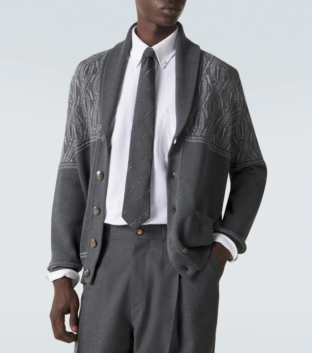Brunello Cucinelli - Striped silk and cotton tie