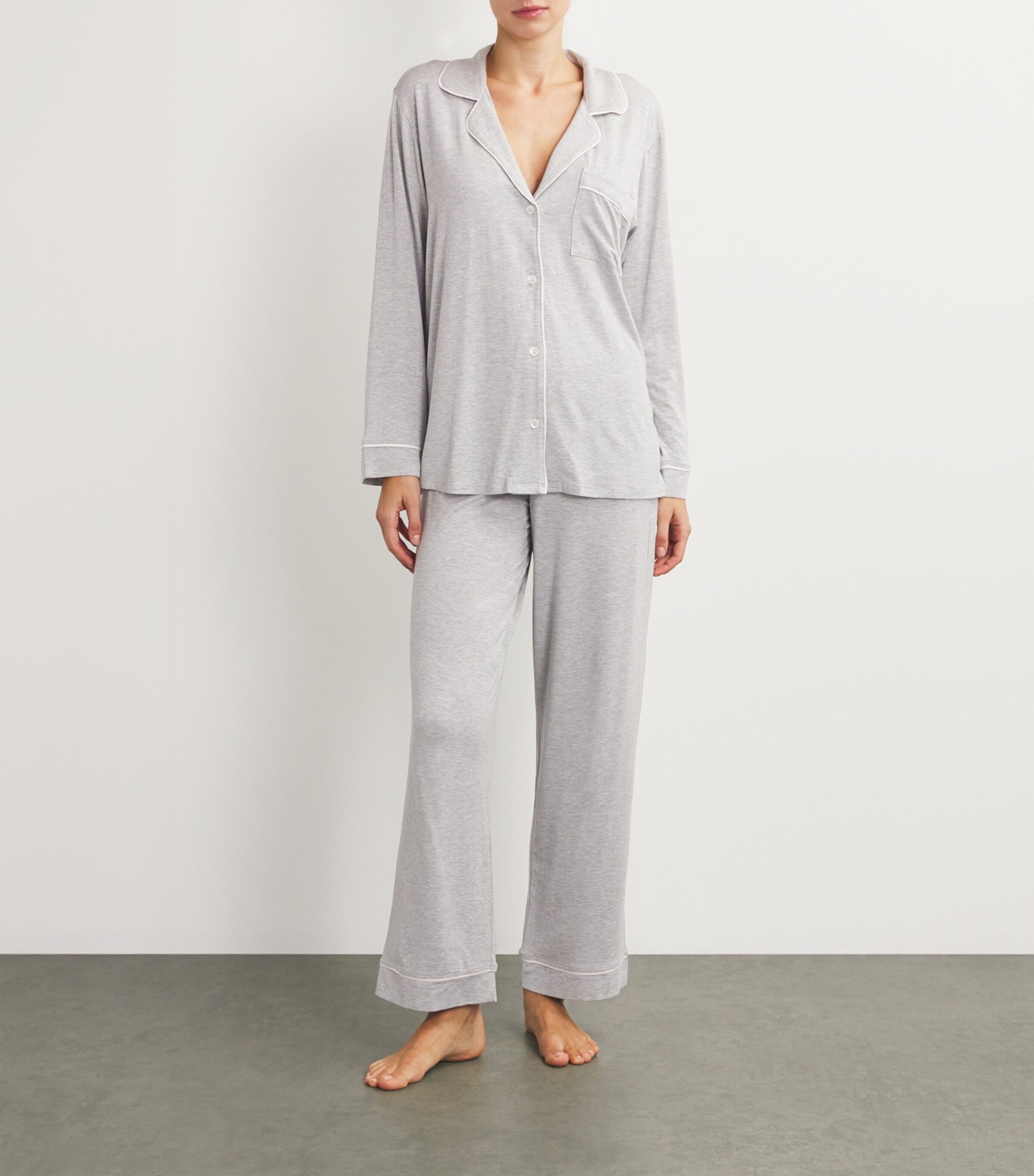 Grey Gisele Long Piped Pyjama Set