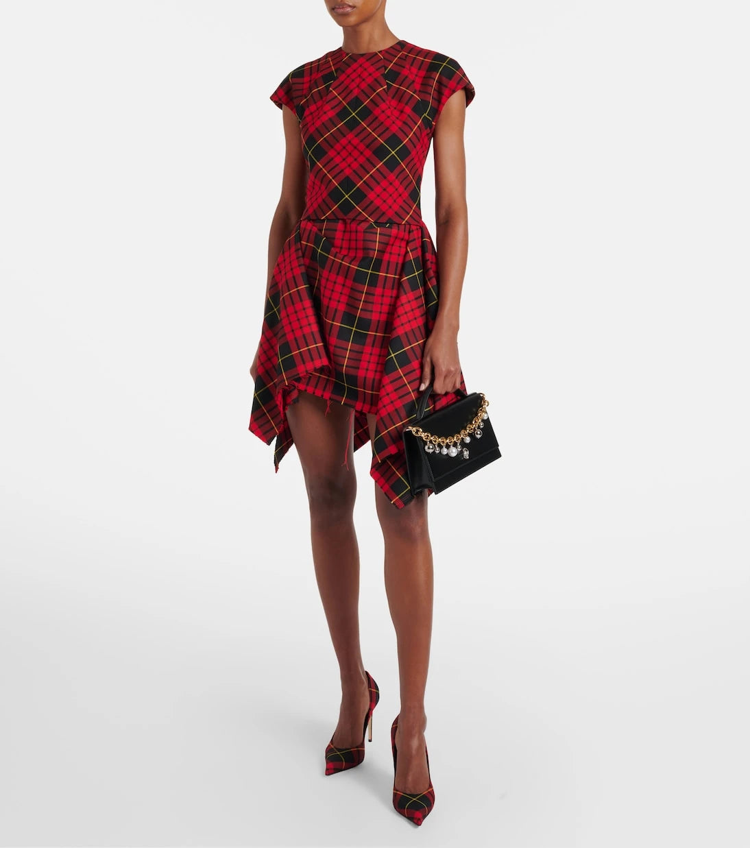McQueen - MacQueen Tartan asymmetric minidress