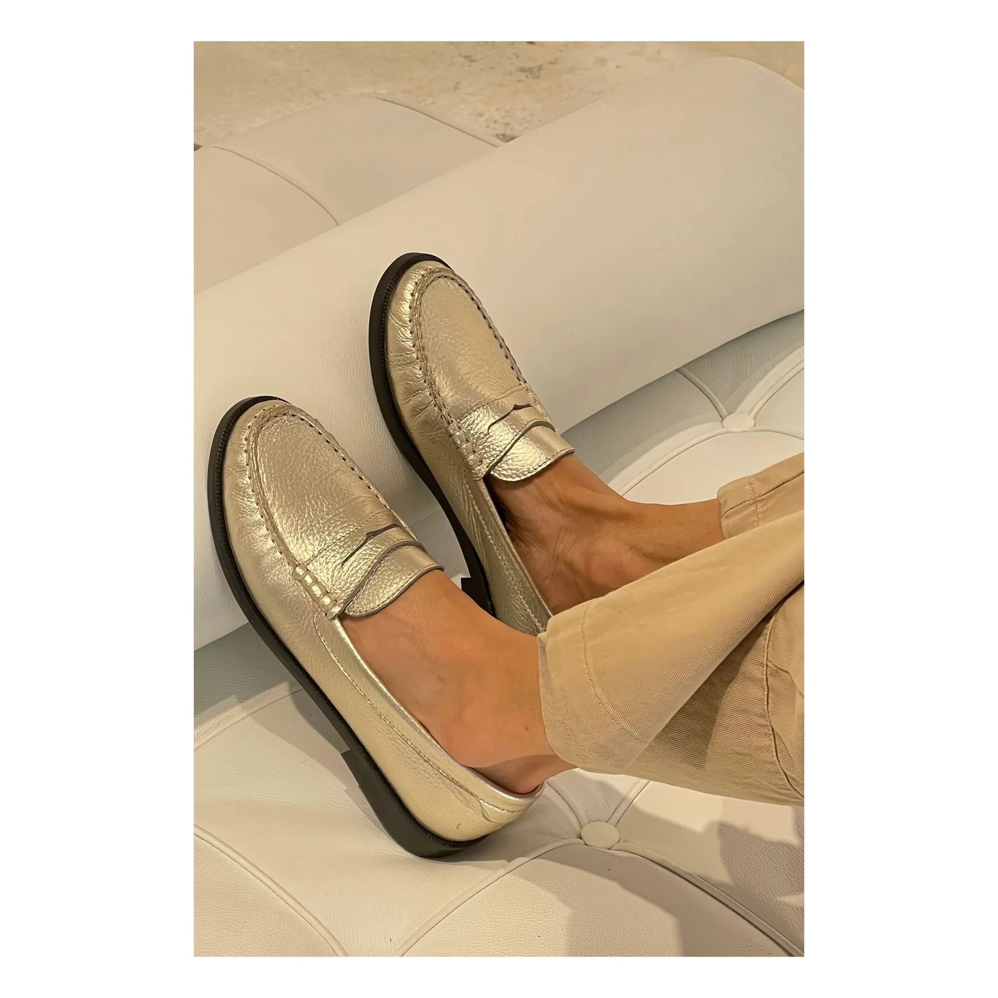 Lachoix - Metallic Penny Loafer | Champagne