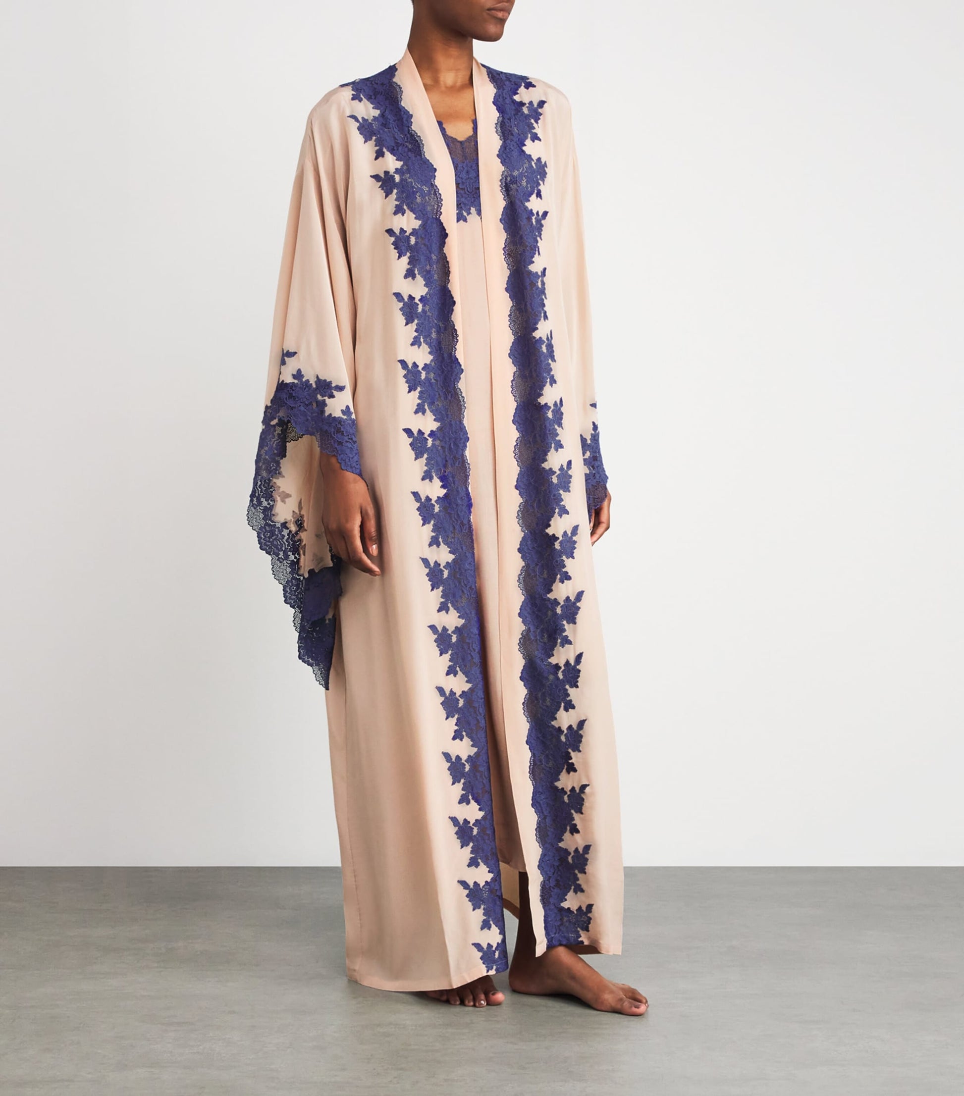 Bocan Lace-Trim Marina Long Robe