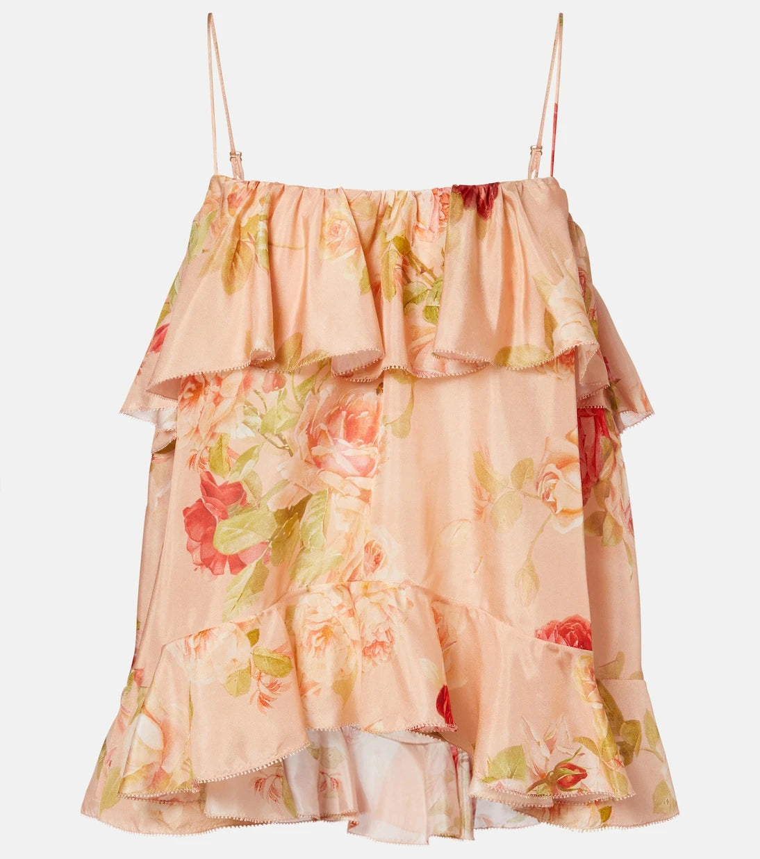 Zimmermann - Roselight floral ruffled silk camisole
