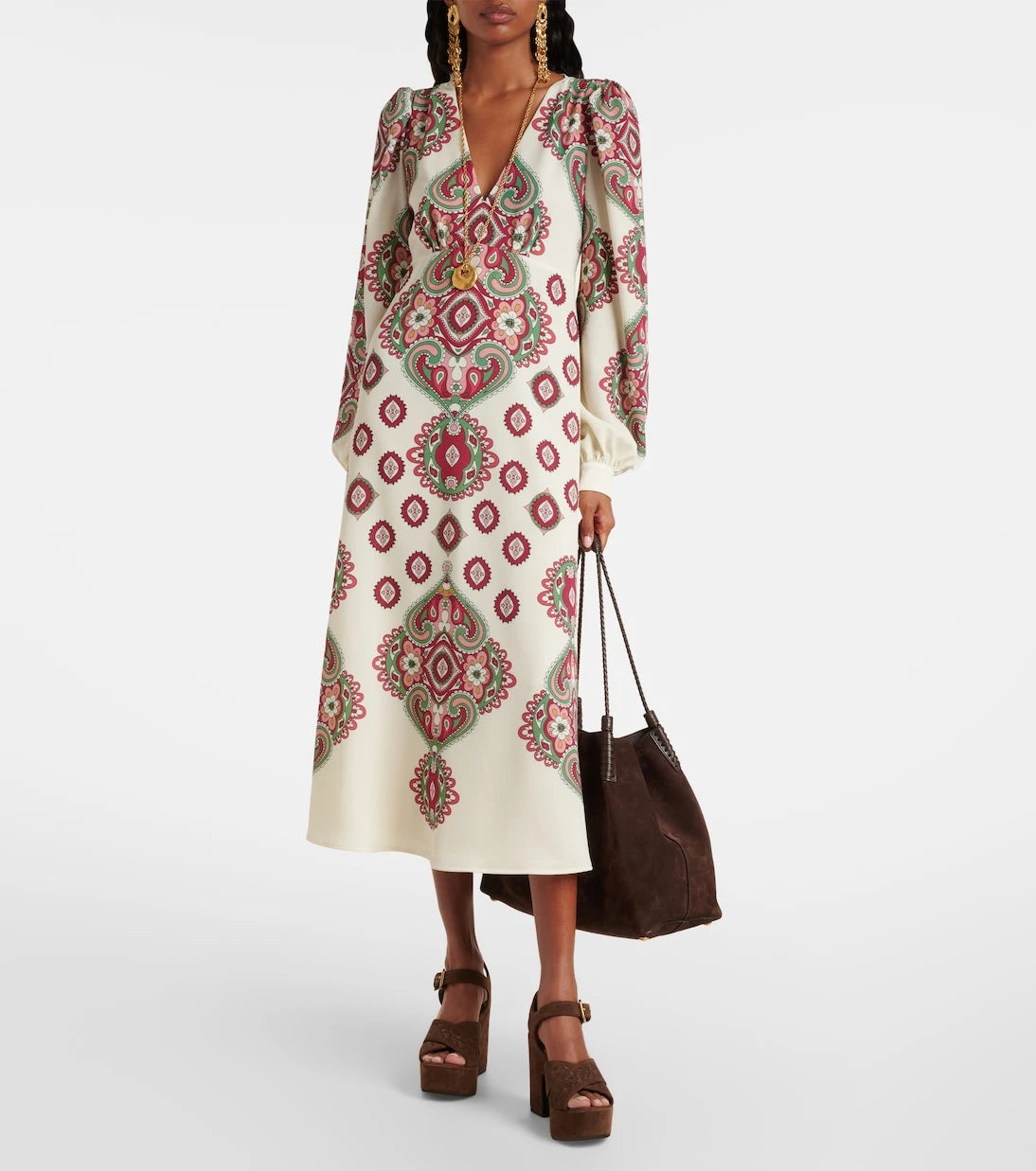 Etro - فستان ميدي بنقشة البيزلي
