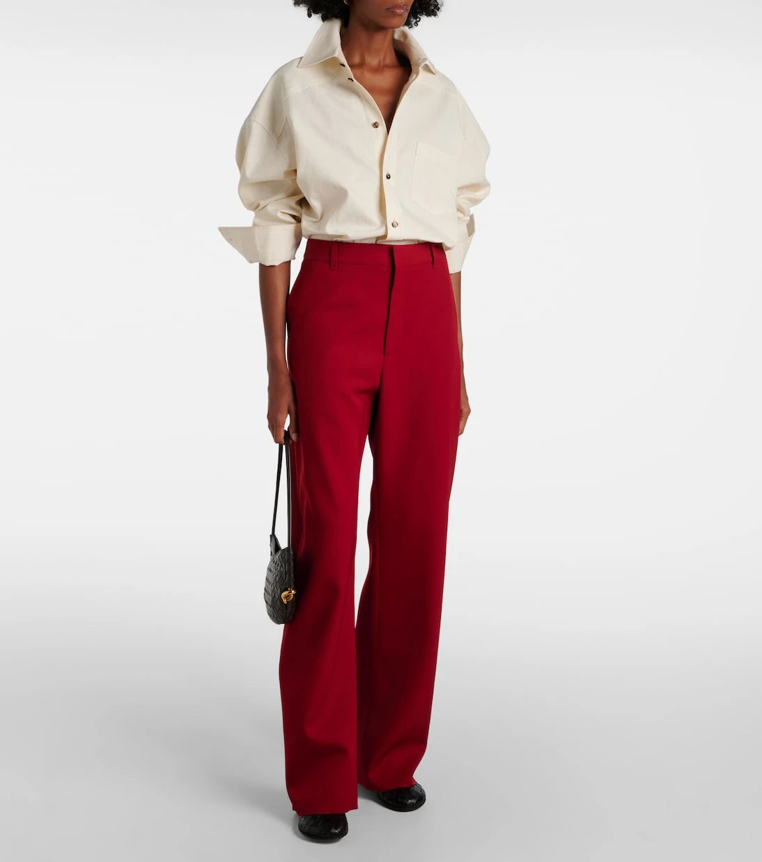 Bottega Veneta - High-rise wool twill straight pants